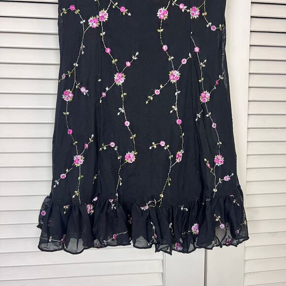 Dolls Kill Sugar Thrillz I’m Baby Mini Slip Dress Black Floral XL NWT - Picture 4 of 8